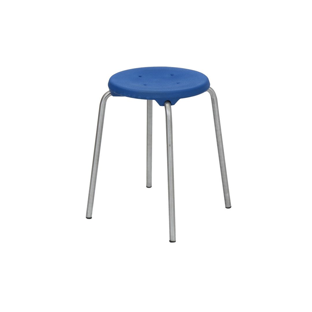 Hocker - Stapelhocker - Sitzhöhe 500 mm - PU blau - Edelstahl Gestell