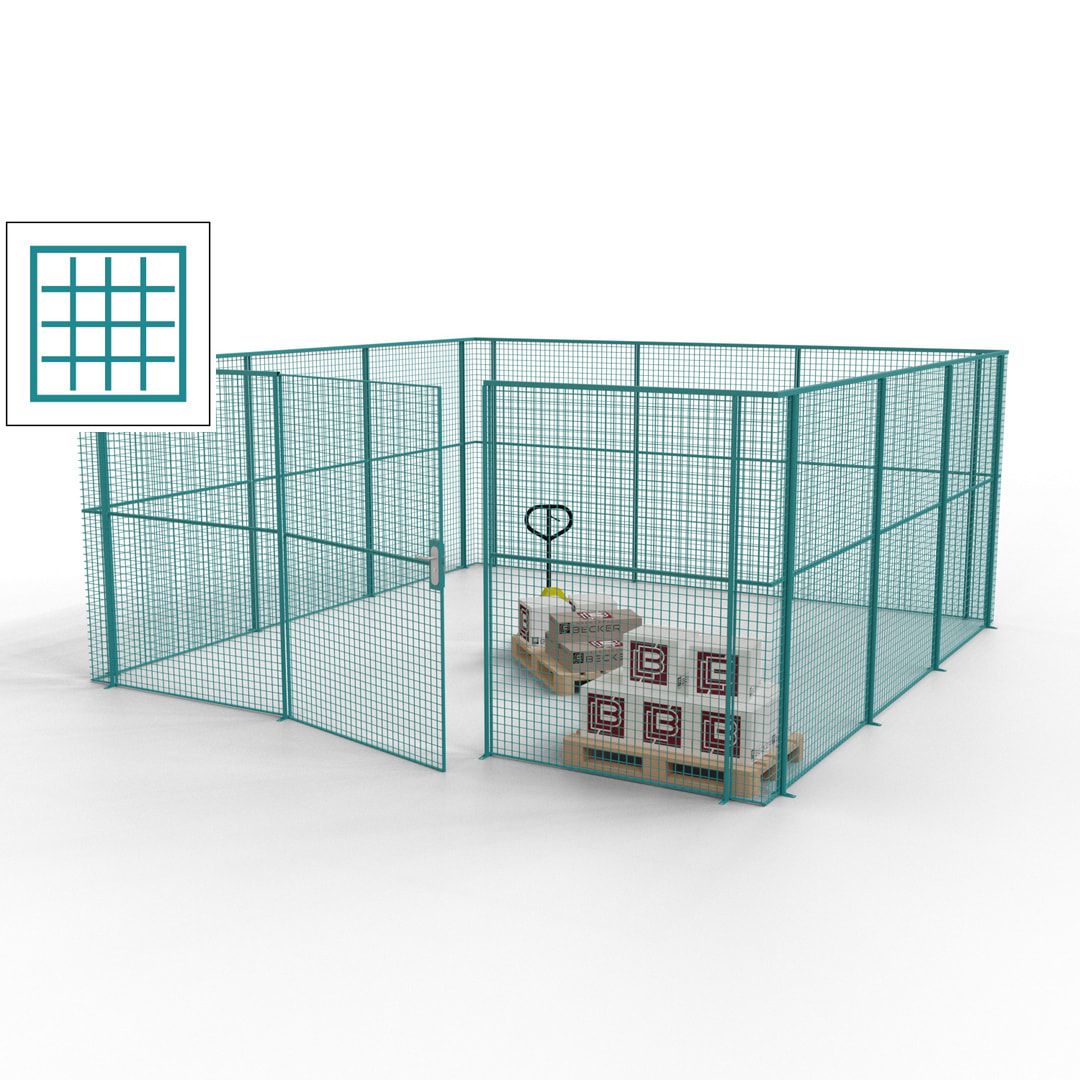 Maschinen Schutzgitter - Hallentrennwand - Sicherheitszaun - Tür - 18 m - 2.200 x 4.900 x 4.900 mm (HxBxT) - enzianblau