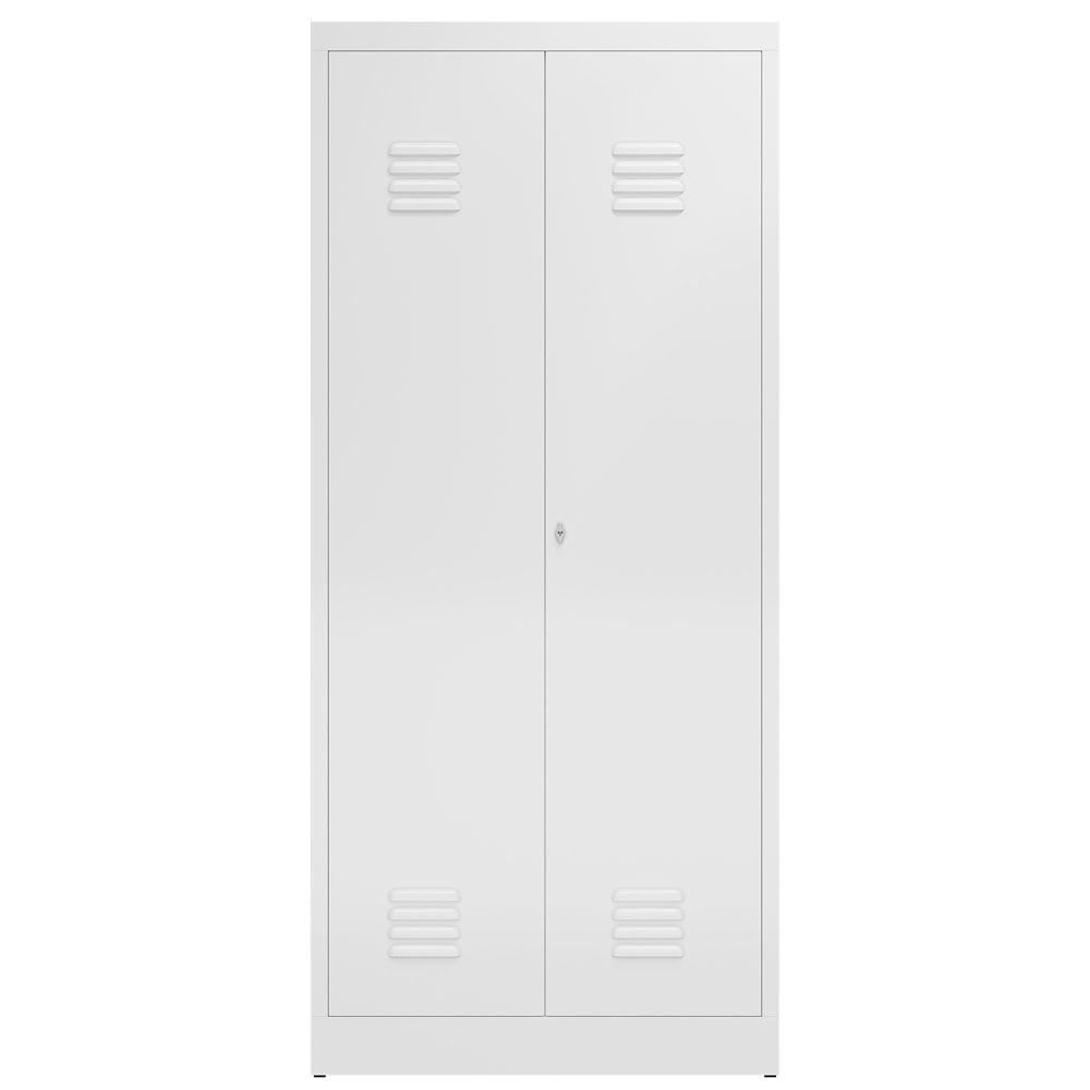 Mehrzweckschrank, Garderobenschrank, 2 Abteile, 6 Fächer, 1.800 x 800 x 500 mm (HxBxT), Drehriegel, Stahl, Korpus: lichtgrau, Front: anthrazitgrau
