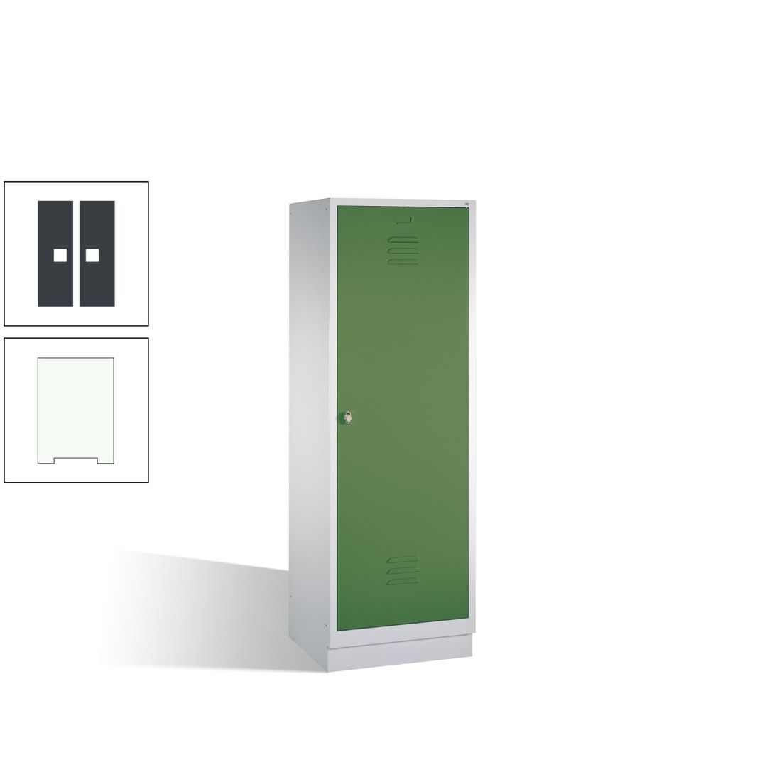 Doppel-Spind mit Großtür, Garderobenschrank mit Sockel, 2 Abteile a 300 mm, Korpus anthrazitgrau, Tür anthrazitgrau, 1.800 x 610 x 500 mm (HxBxT)