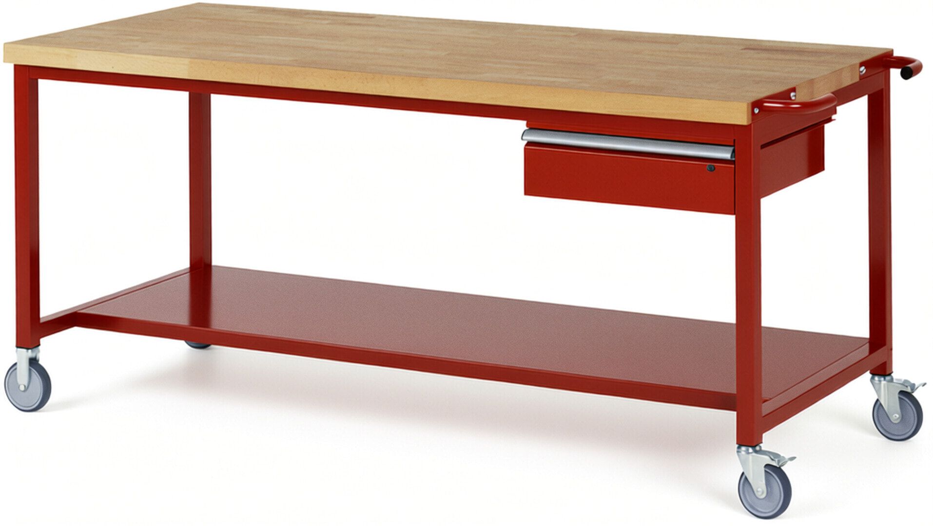 Mobile Werkbank mit Ablageboden - 1 Schublade - 150:1 - höhenverstellbar 880-1.080 mm - 2.000 x 900 mm (BxT) - 450 kg - Anthrazitgrau