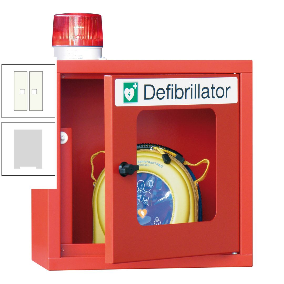 Defibrillatorenschrank mit akustischem und optischem Alarm - 490 x 400 x 200 mm (HxBxT) - Sichtfenster - anthrazitgrau
