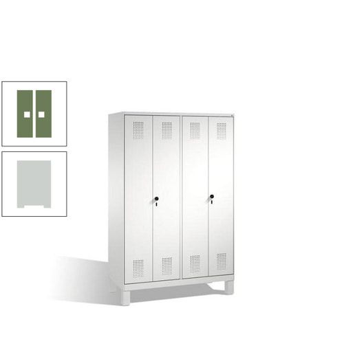 Doppel-Spind, Doppeltüren, Garderobenschrank mit Füßen, 4 Abteile a 300 mm, Korpus anthrazitgrau, Tür anthrazitgrau, 1.850 x 1.200 x 500 mm (HxBxT)