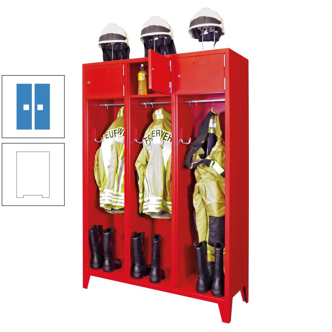 Feuerwehrschrank - 2 Abteile - Ablagefach mit Tür, Etikettenrahmen - 2.100 x 830 x 500 mm (HxBxT) - anthrazitgrau