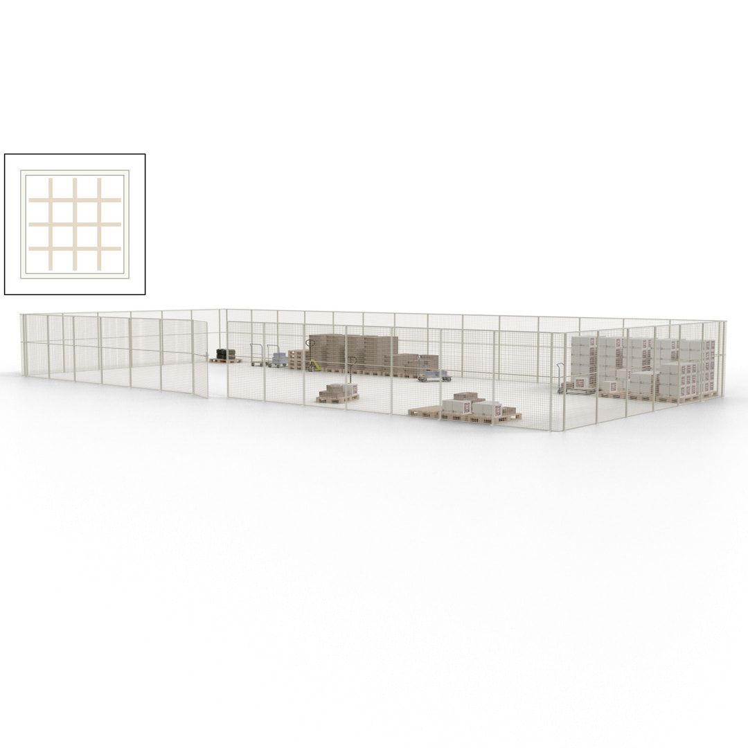 Maschinen Schutzgitter - Hallentrennwand - Sicherheitszaun - Tür - 60 m - 2.200 x 21.400 x 9.400 mm (HxBxT) - enzianblau
