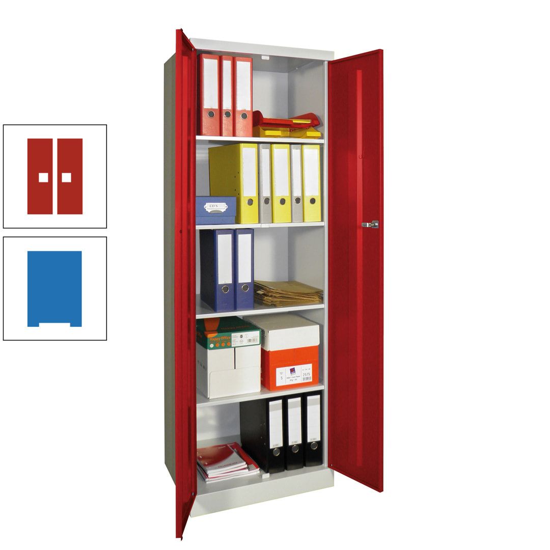 Aktenschrank - Sockel - 4 Böden - 1.800x600x500 mm (HxBxT) - Zylinderschloss - anthrazitgrau