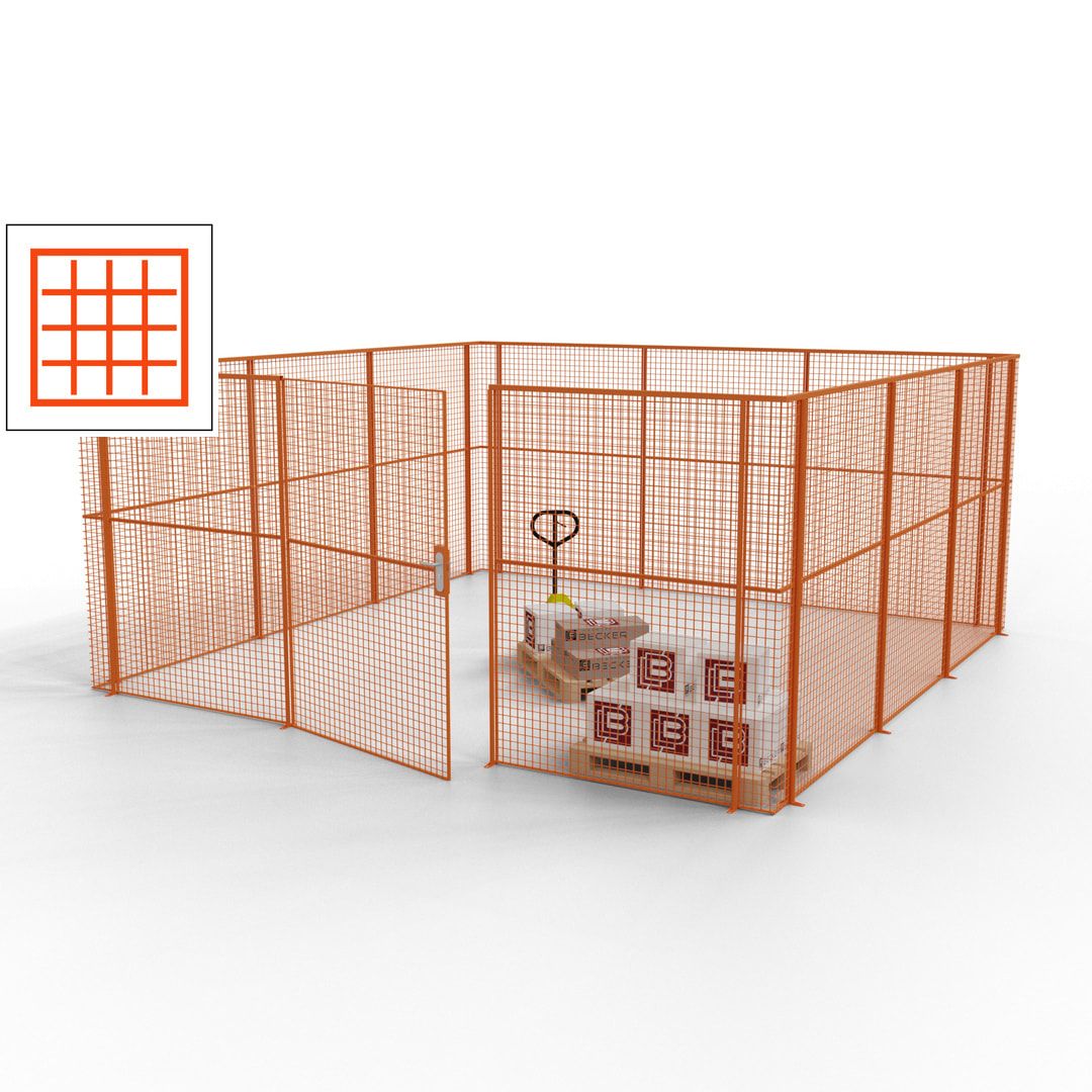 Maschinen Schutzgitter - Hallentrennwand - Sicherheitszaun - Tür - 18 m - 2.200 x 4.900 x 4.900 mm (HxBxT) - enzianblau