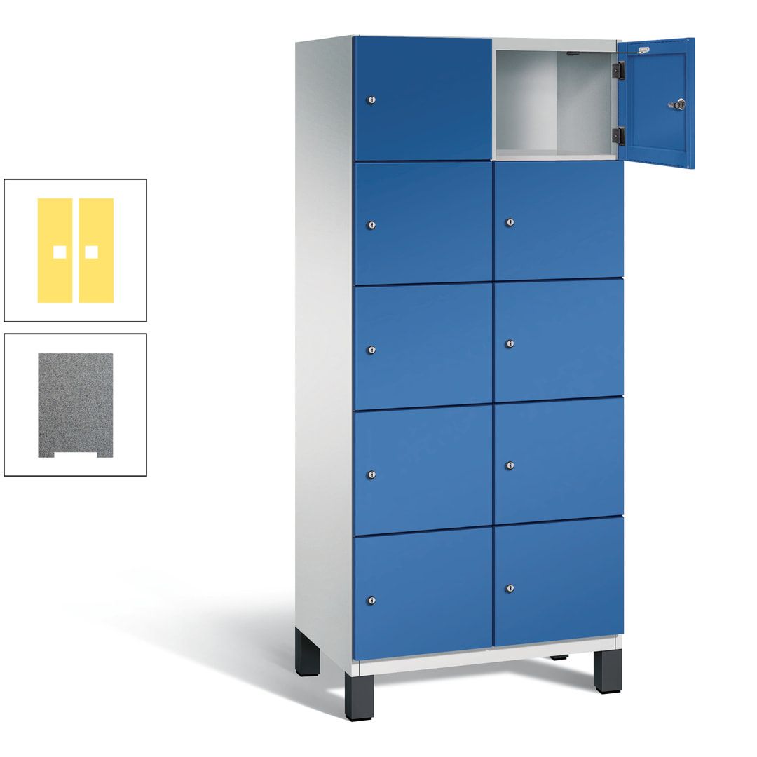 Fächerschrank, Stahlschrank, 10 Fächer, Türöffnungsbegrenzer, Füße, 1.980 x 800 x 525 mm (HxBxT), Korpus anthrazitgrau, Front anthrazitgrau