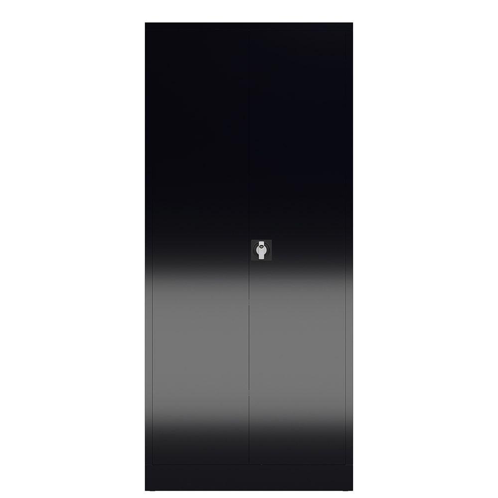 Aktenschrank, Büroschrank, abschließbar, Flügeltüren, 4 Fachböden, 1.800 x 800 x 380 mm (HxBxT), Stahl, Korpus und Türen lichtgrau