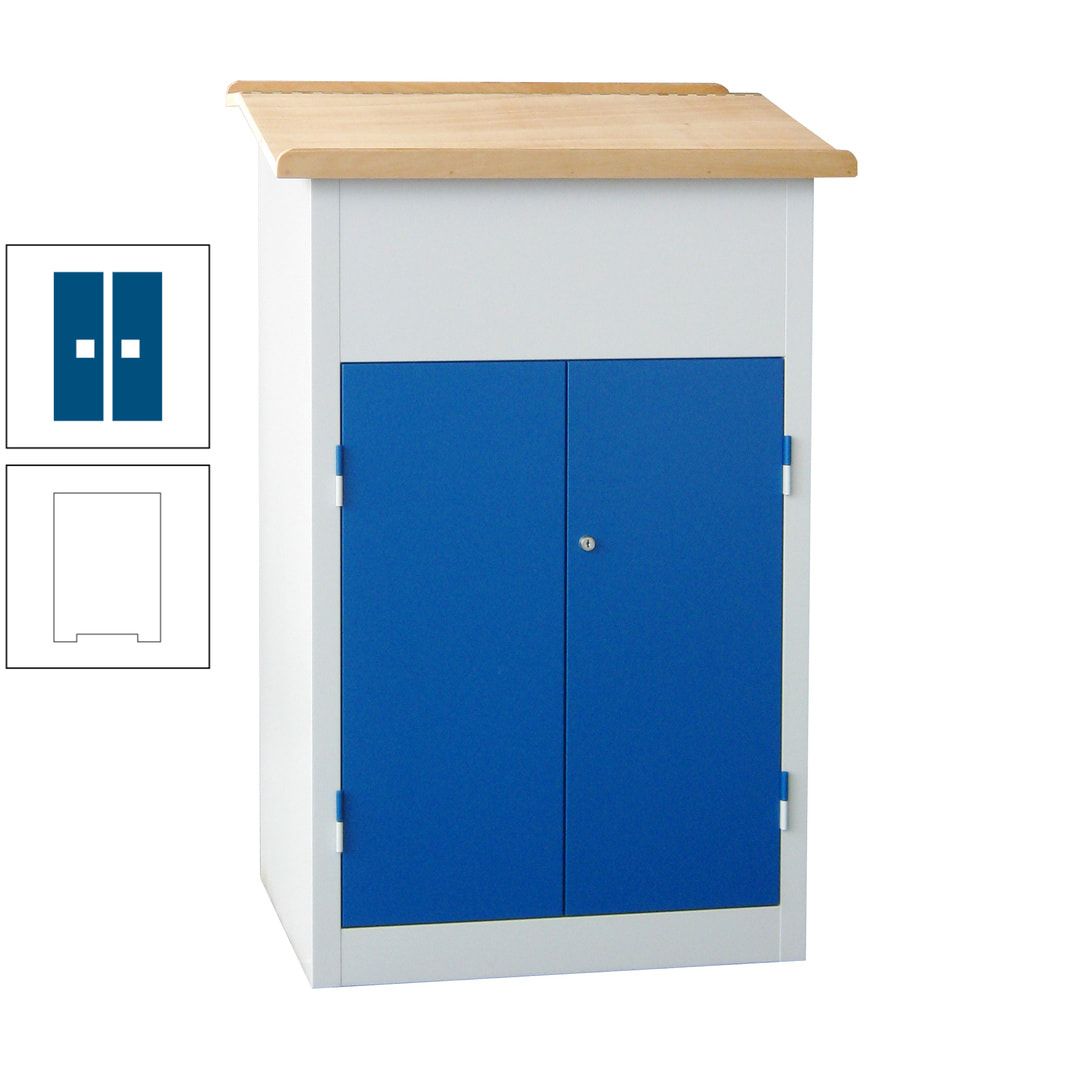 Stehpult mit Schrank - Vollblechtür - Zylinderschloss - 2 Böden - 1.200 x 700 x 600 mm (HxBxT) - anthrazitgrau