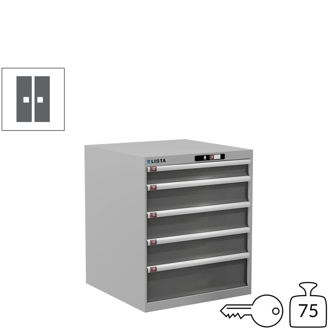 Lista Schubladenschrank - 14.410.010 - 850x717x725 mm (HxBxT) - 5 Schubladen - 75 kg - Key Lock - lichtblau (RAL 5012)