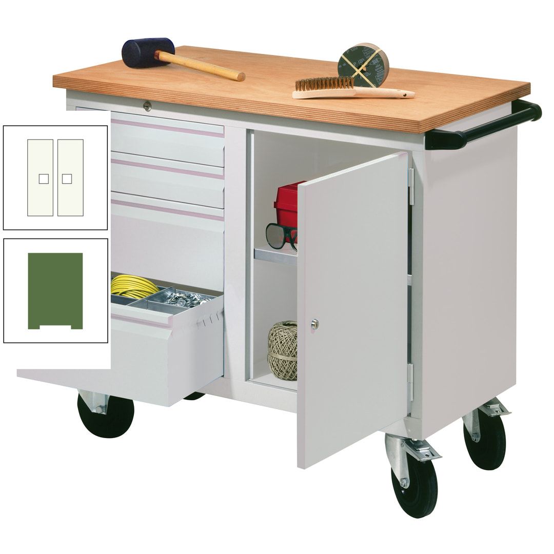 Mobile Werkbank - Werkstattwagen - 915 x 1.090 x 600 mm - 4 Schubladen und Schrankfach - anthrazitgrau