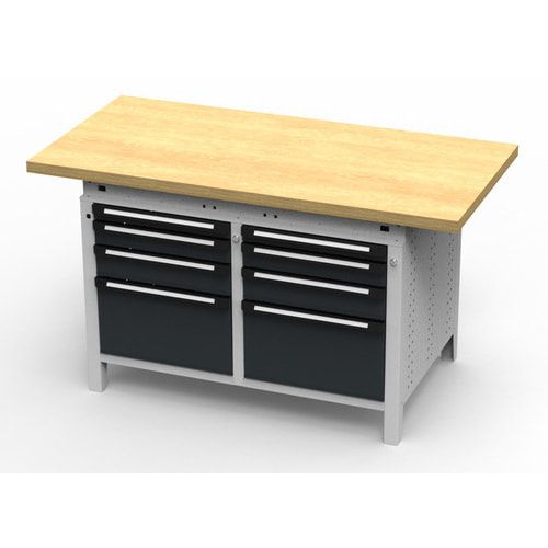 OTTOKIND Werkbank - bündige Arbeitsplatte - 850 x 1.150 x 750 mm (HxBxT) - 8 Schubladen - lichtgrau