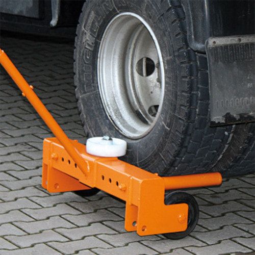Rad-Montagehilfe, Radheber für LKW Reifen, Gummirollen, pulverbeschichtet, verstellbar, 315 x 460 x 295 mm (HxBxT), Farbe anthrazitgrau