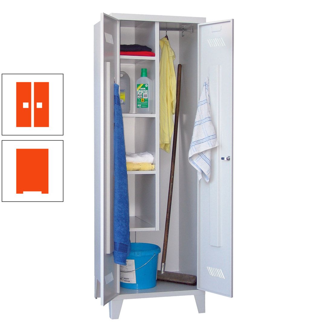 Putzschrank mit Füßen - 1 Abteil mit Trennwand - 1.850x600x500 mm (HxBxT) - Drehriegel - anthrazitgrau