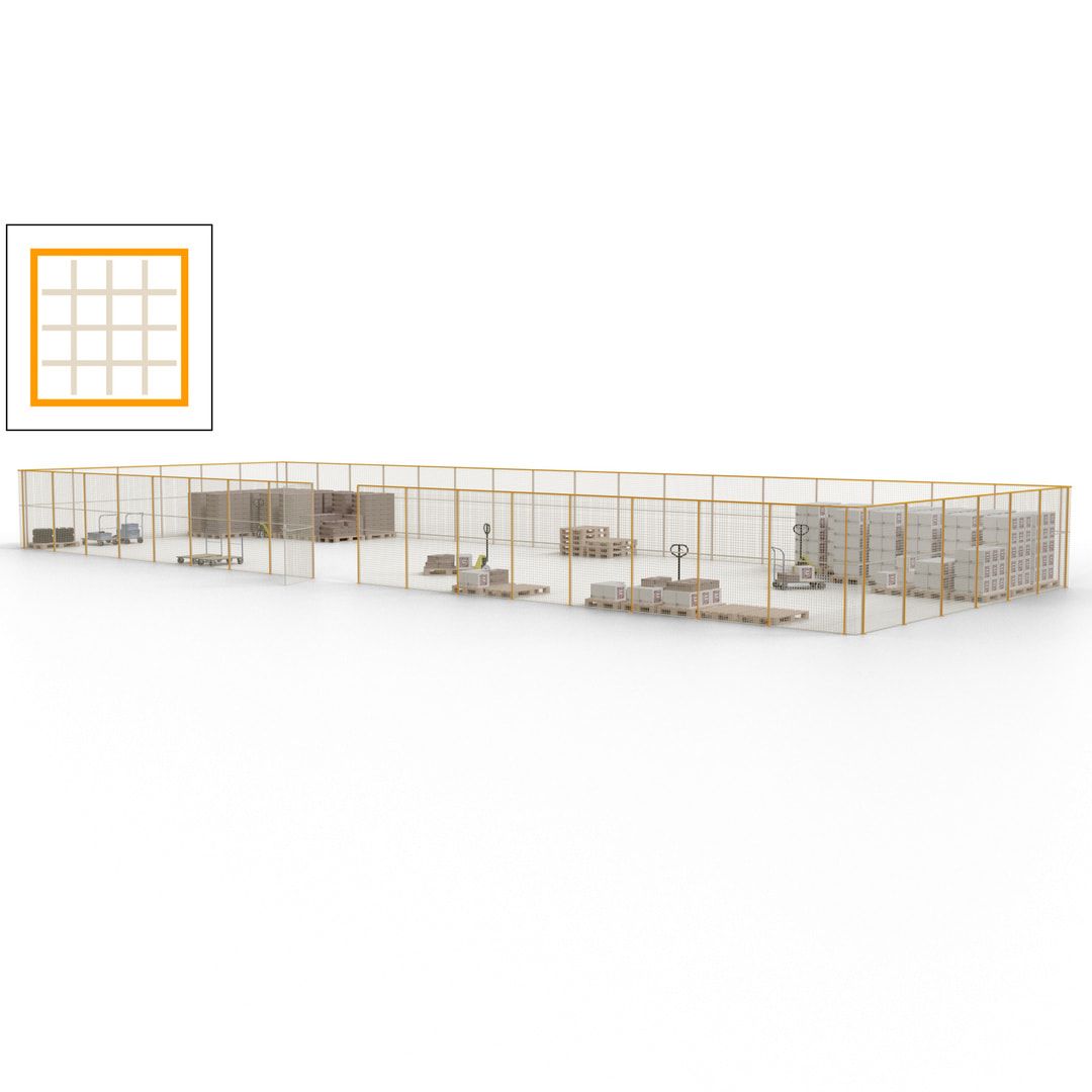 Maschinen Schutzgitter - Hallentrennwand - Sicherheitszaun - Tür - 69 m - 2.200 x 19.900 x 15.400 mm (HxBxT) - enzianblau