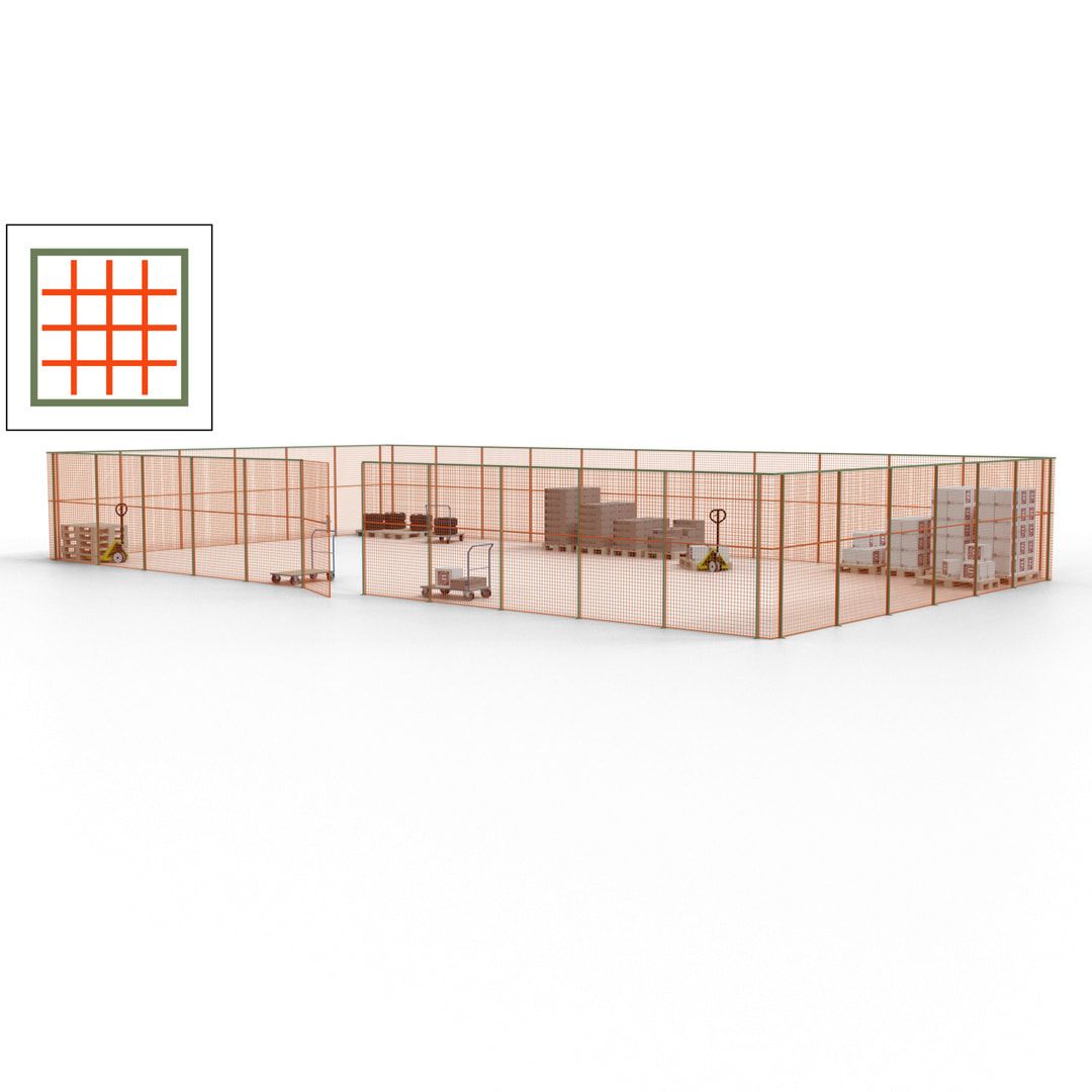Maschinen Schutzgitter - Hallentrennwand - Sicherheitszaun - Tür - 51 m - 2.200 x 16.900 x 9.400 mm (HxBxT) - enzianblau