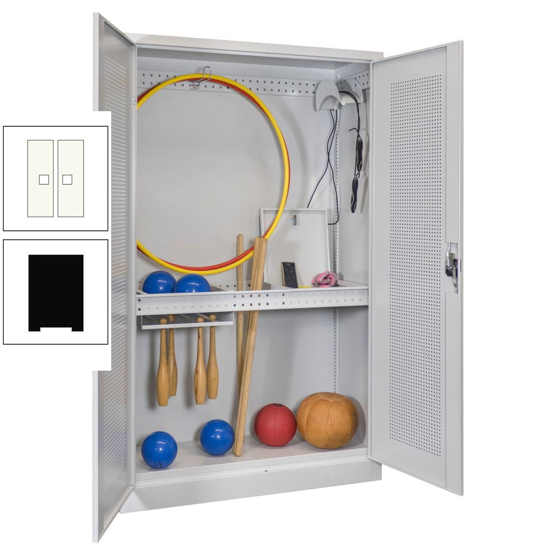 Sportschrank - Lochfeldtüren - Variante 1 - 1.950x1.200x500 mm (HxBxT) - anthrazitgrau