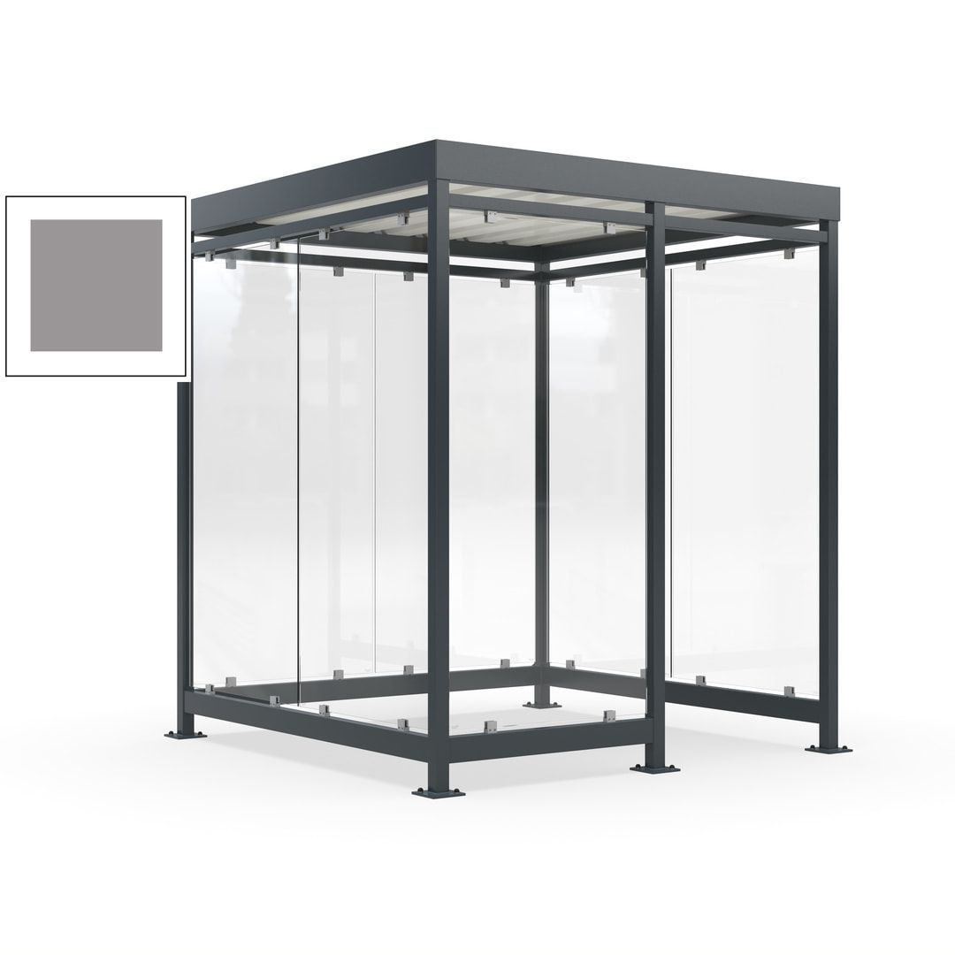 Raucherunterstand, Bushaltestelle, 7 Wände, 6-7 Personen, 2.510 x 2.165 x 2.165 mm (HxBxT), Farbe Achatgrau