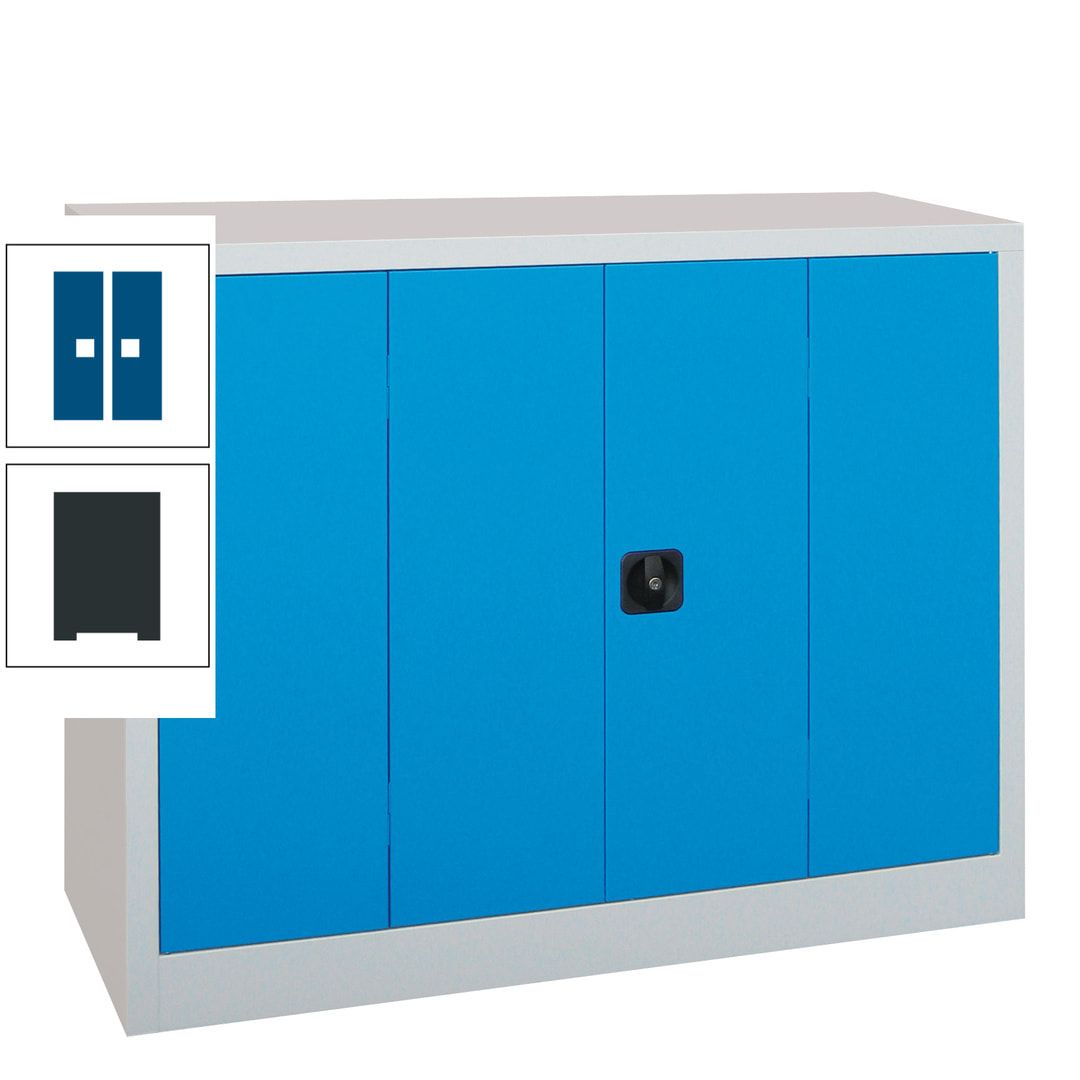 Falttürenschrank - 1.000x1.200x400 mm (HxBxT) - 2 Einlegeböden, gepulvert - Zylinderschloss - anthrazitgrau