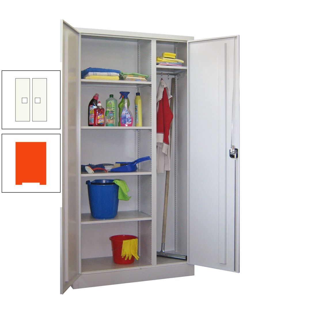 Putzschrank mit Trennwand - 1.950x1.000x400 mm (HxBxT) - Böden pulverbeschichtet - anthrazitgrau