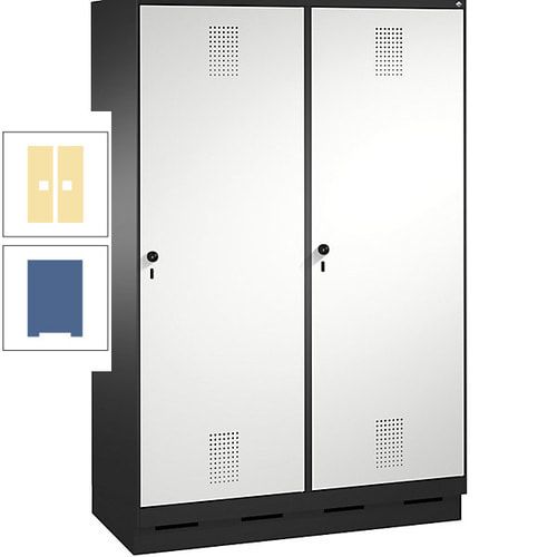 Doppel-Spind, Garderobenschrank, 2 Türen für 4 Abteile a 300 mm, Korpus anthrazitgrau, Türen anthrazitgrau, 1.800 x 1.200 x 500 mm (HxBxT)