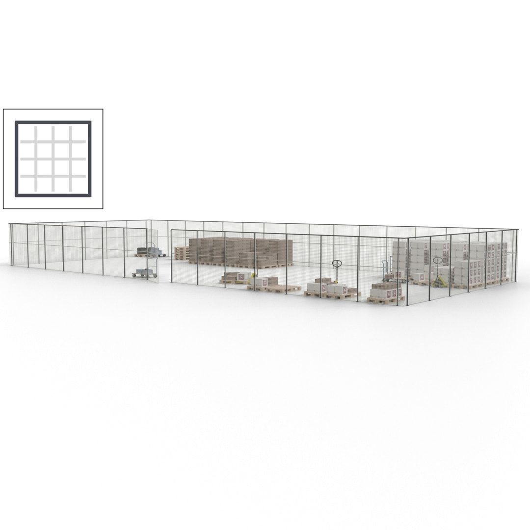 Maschinen Schutzgitter - Hallentrennwand - Sicherheitszaun - Tür - 63 m - 2.200 x 22.900 x 9.400 mm (HxBxT) - enzianblau