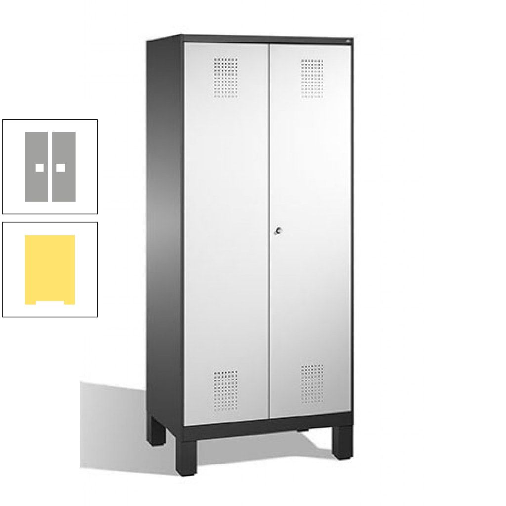 Mehrzweckschrank, Doppeltüren, auf Füßen, 2 Abteile a 400 mm, Korpus anthrazitgrau, Tür anthrazitgrau, 1.850 x 800 x 500 mm (HxBxT)