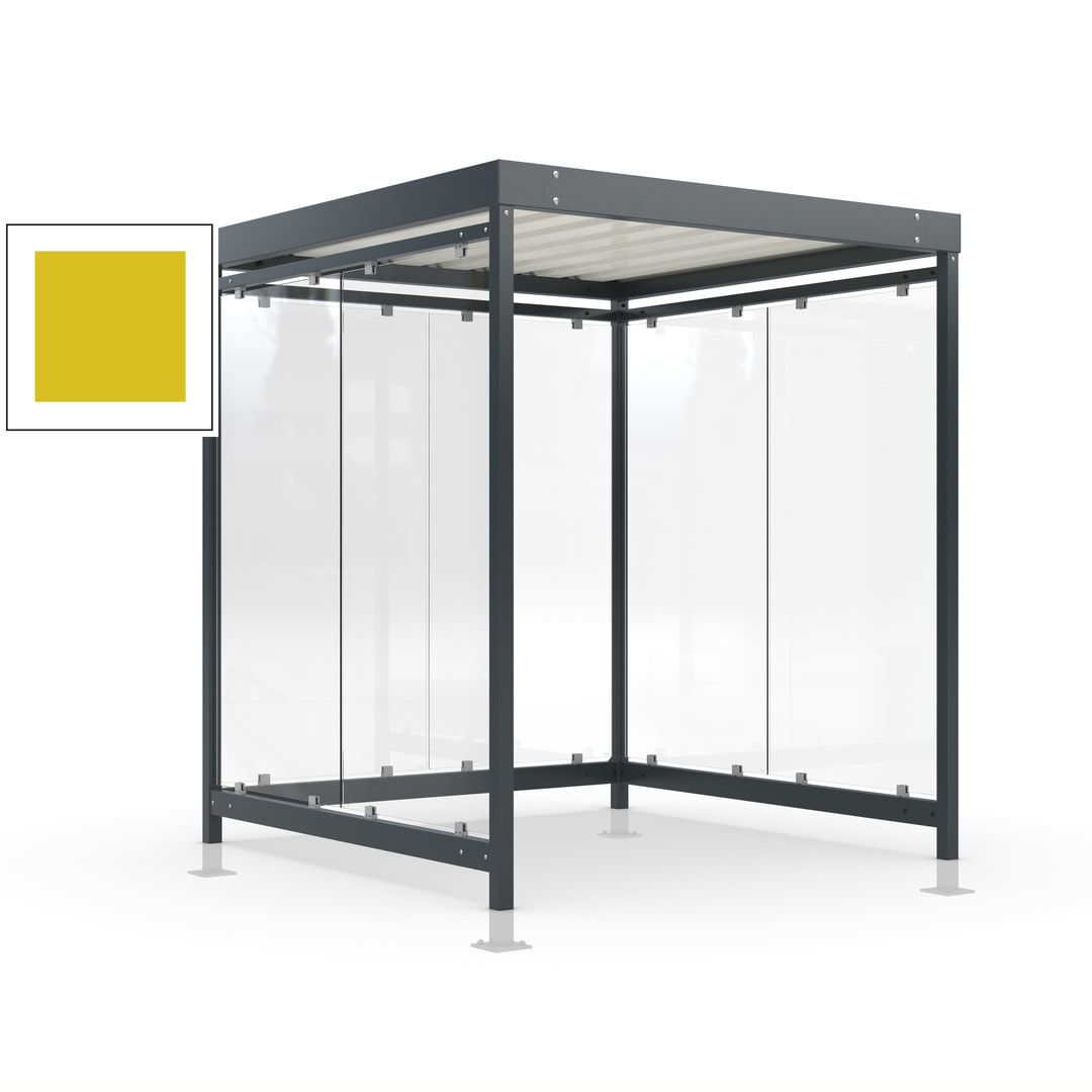 Raucherunterstand, Bushaltestelle, Bausatz, mit Überpflasterung, 6-7 Personen, 6 Wände, 2.440 x 2.165 x 2.165 mm (HxBxT), Achatgrau