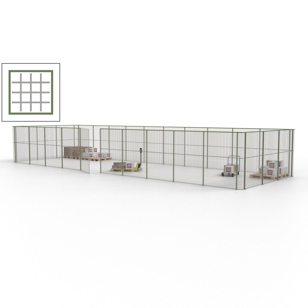 Maschinen Schutzgitter - Hallentrennwand - Sicherheitszaun - Tür - 39 m - 2.200 x 15.400 x 4.900 mm (HxBxT) - enzianblau