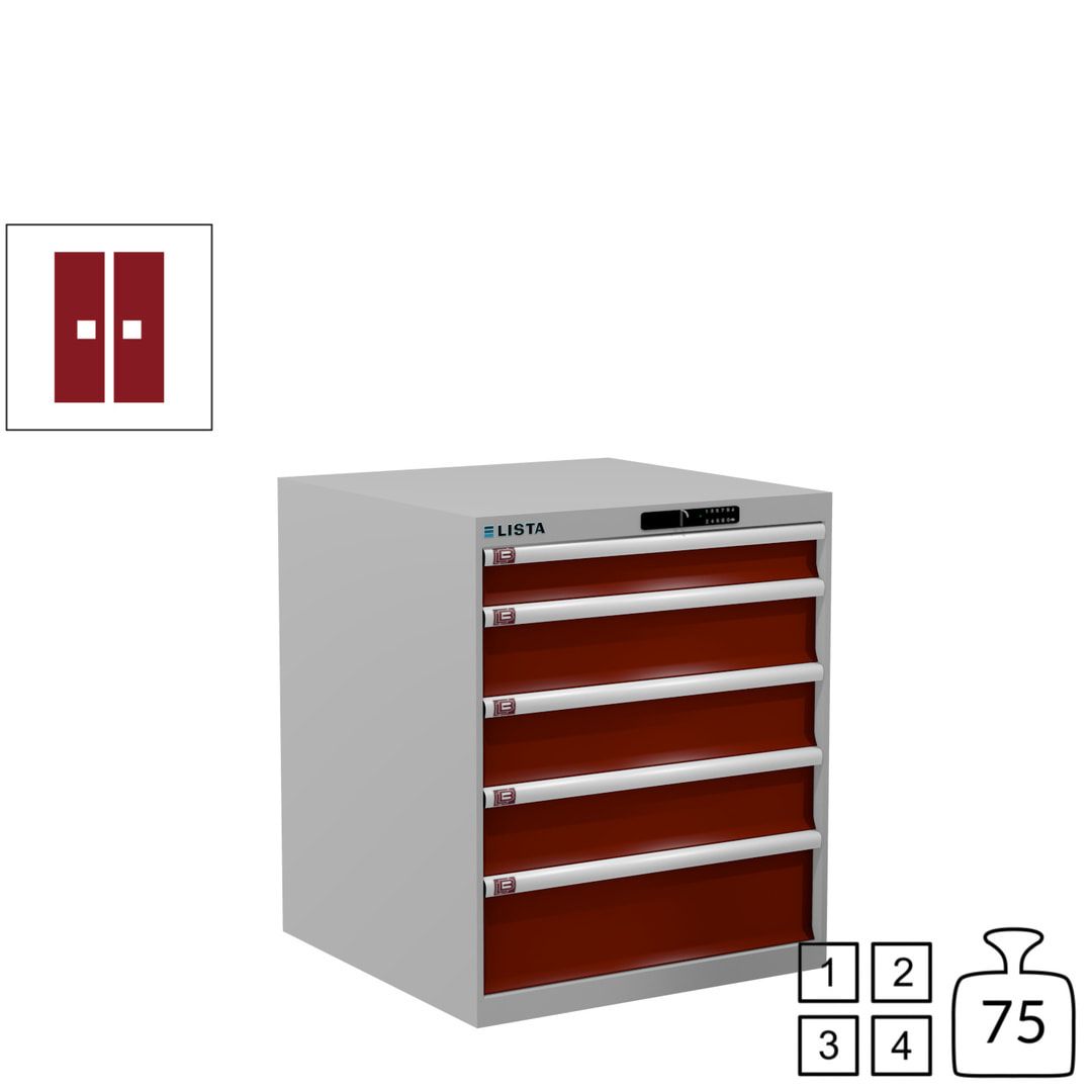 Lista Schubladenschrank - 14.410.010 - 850x717x725 mm (HxBxT) - 5 Schubladen - 75 kg - Key Lock - lichtblau (RAL 5012)