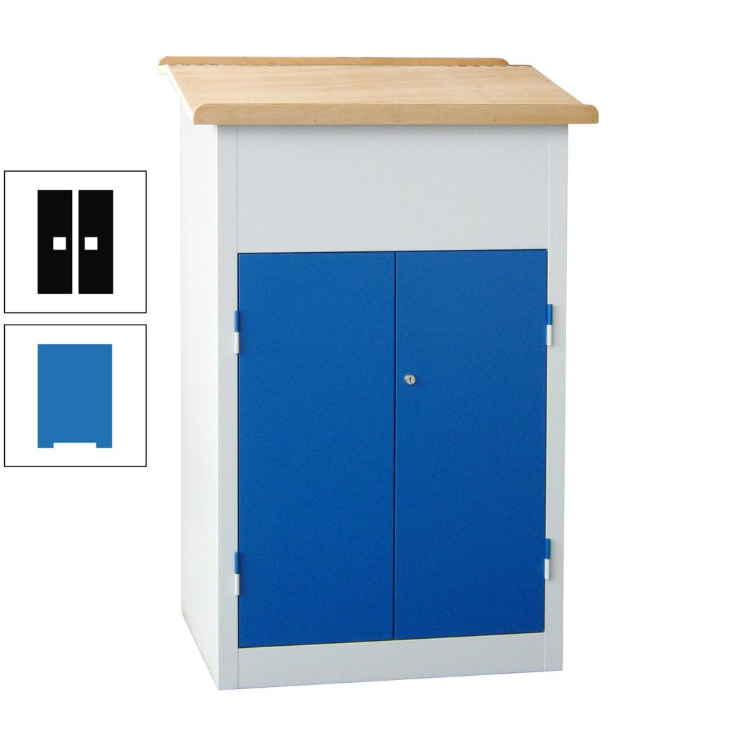 Stehpult mit Schrank - Vollblechtür - Zylinderschloss - 2 Böden - 1.200 x 700 x 600 mm (HxBxT) - anthrazitgrau