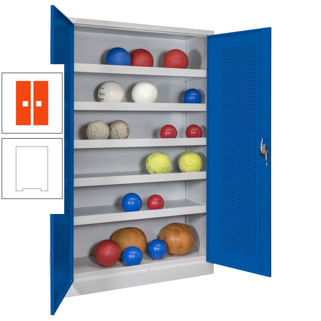 Ballschrank - Lochfeldtüren - 5 Böden - 1.950x1.200x500 mm (HxBxT) - anthrazitgrau