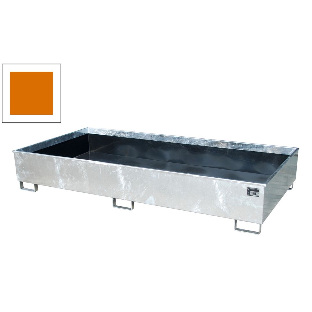 Regal-Bodenwanne mit PE-Einsatz - Feldbreite 2.700 mm - 1.000 l - Gitterrost - mausgrau