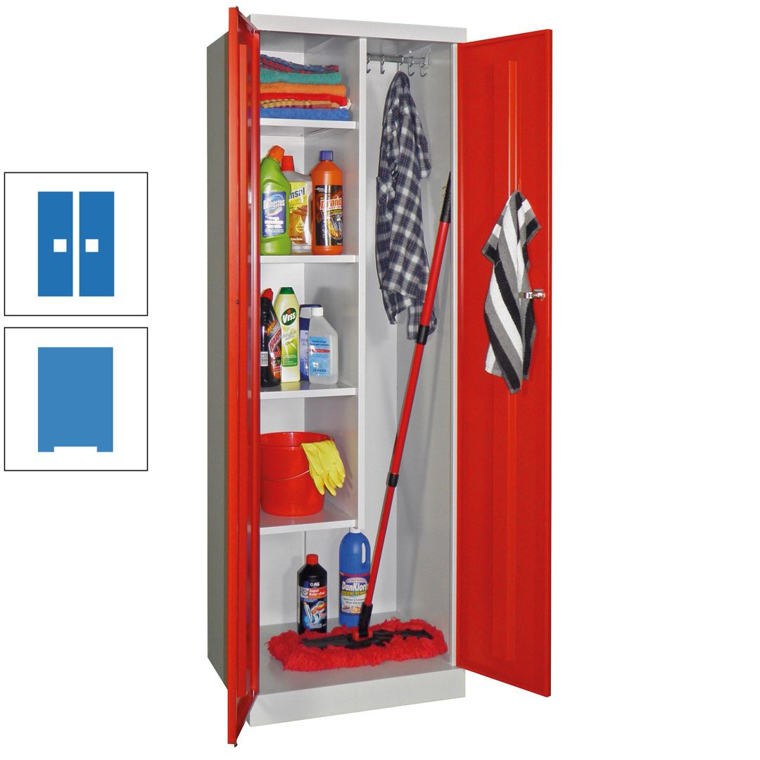 Putzschrank mit Sockel - 1 Abteil mit Trennwand - 1.800x600x500 mm (HxBxT) - Zylinderschloss - anthrazitgrau
