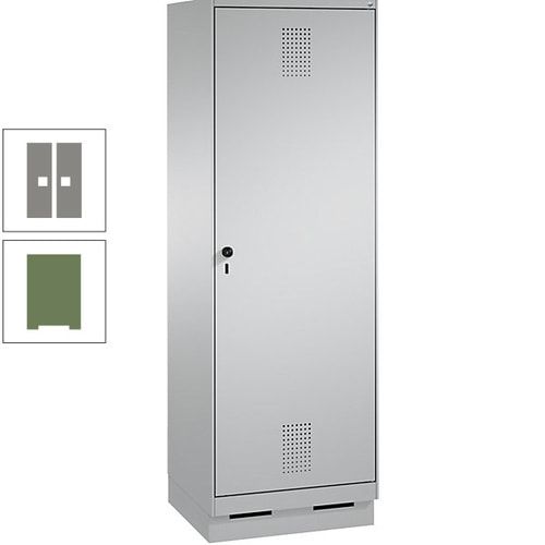 Doppel-Spind, Garderobenschrank, 1 Tür für 2 Abteile a 300 mm, Korpus anthrazitgrau, Türen anthrazitgrau, 1.800 x 600 x 500 mm (HxBxT)