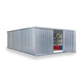 Container vormontiert, Lagercontainer, Schnellbaucontainer, Materialcontainer, Baucontainer, 2.150 x 5.080 x 6.520 mm (HxBxT), Holzfußboden