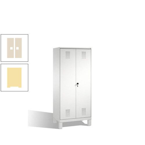 Doppel-Spind, Doppeltüren, Garderobenschrank mit Füßen, 2 Abteile a 400 mm, Korpus anthrazitgrau, Tür anthrazitgrau, 1.850 x 800 x 500 mm (HxBxT)