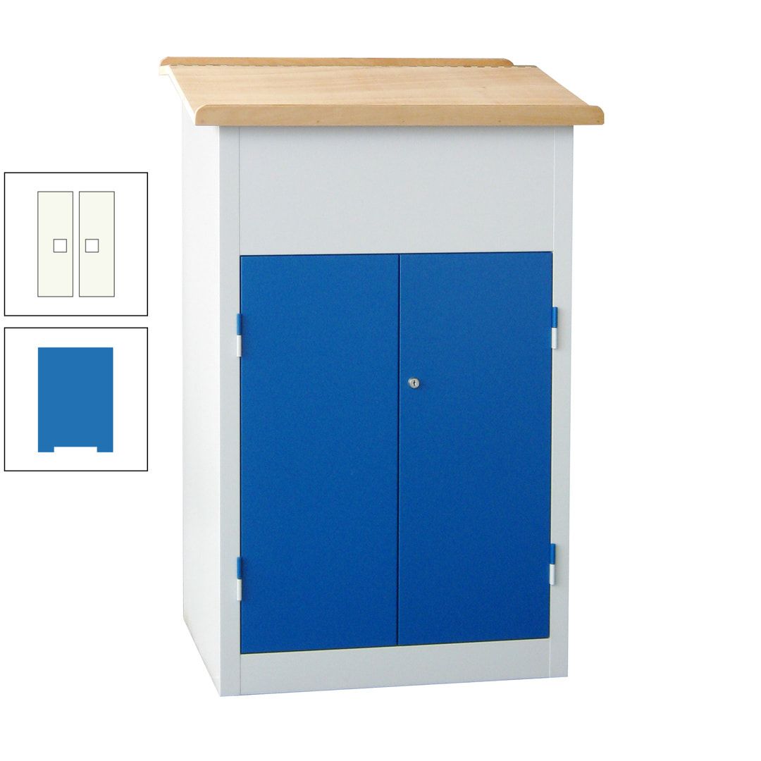 Stehpult mit Schrank - Vollblechtür - Zylinderschloss - 2 Böden - 1.200 x 700 x 600 mm (HxBxT) - anthrazitgrau