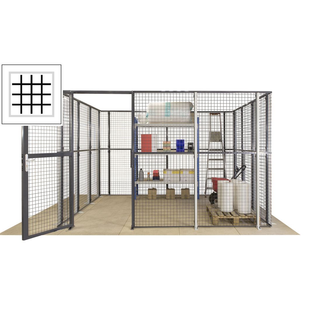 Maschinen Schutzgitter - Hallentrennwand - Sicherheitszaun - Tür - 72 m - 2.200 x 21.400 x 15.400 mm (HxBxT) - enzianblau
