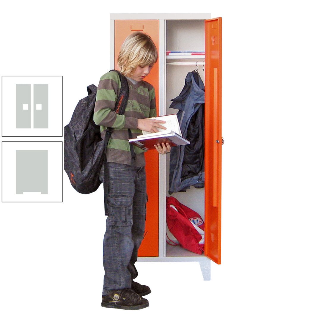 Spindschrank f. Schulen - mit Füßen - Höhe 1.600 mm - 3 Abteile a 300 mm - Drehriegel - anthrazitgrau