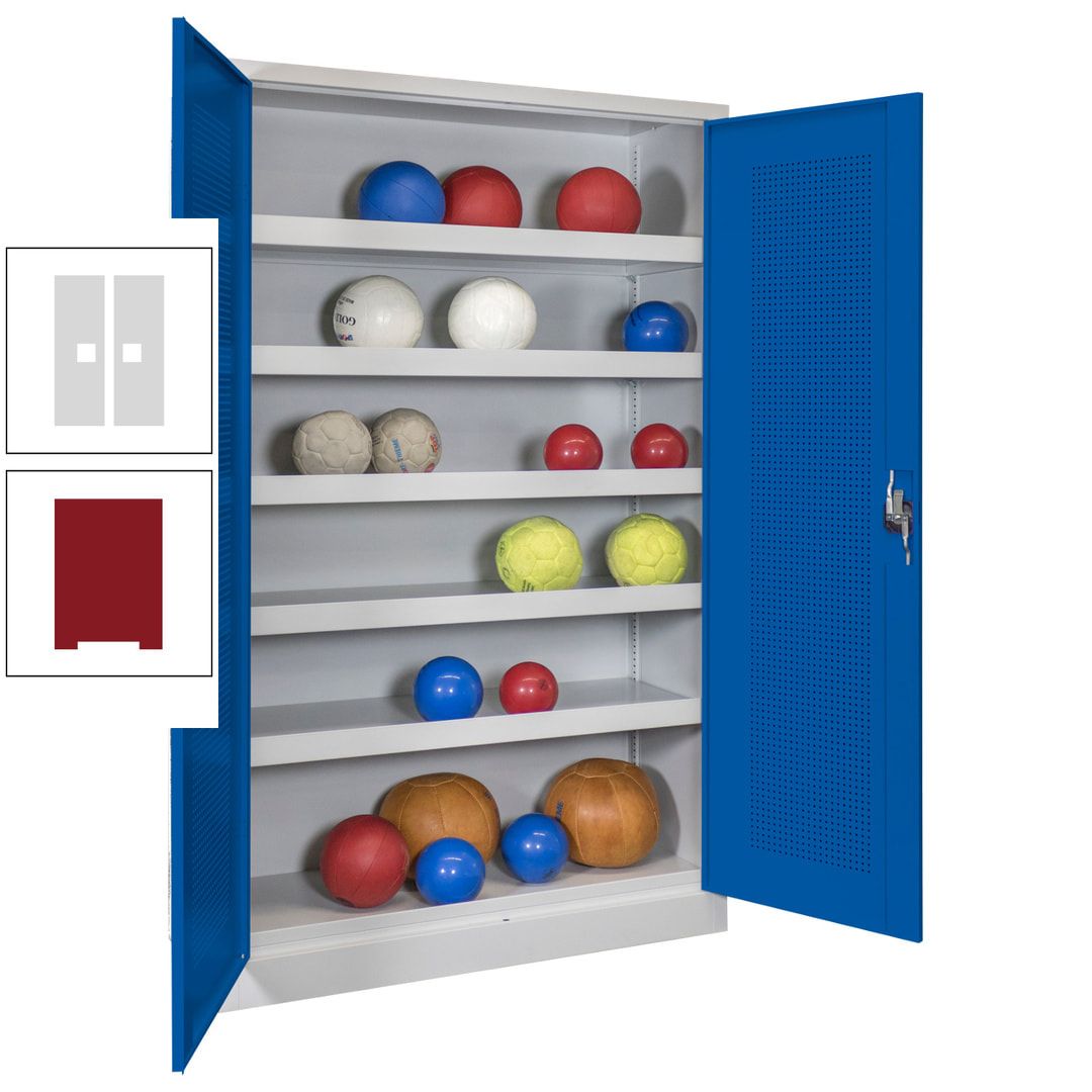 Ballschrank - Lochfeldtüren - 5 Böden - 1.950x1.200x500 mm (HxBxT) - anthrazitgrau