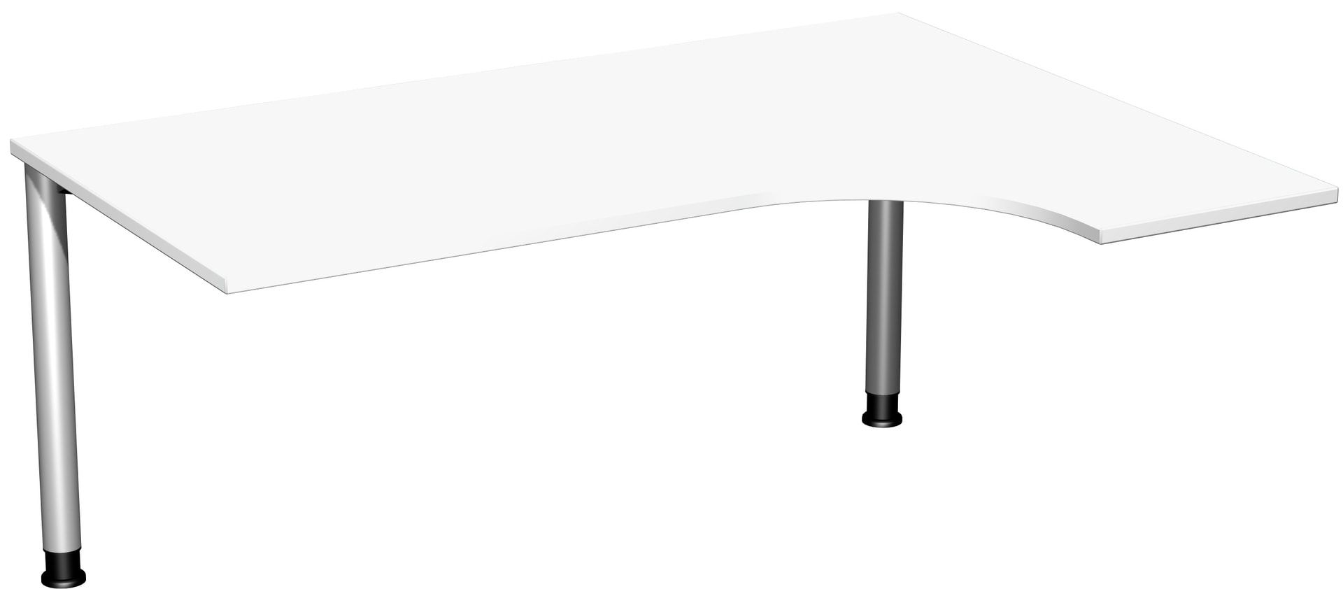 Eckschreibtisch mit einseitig verkürzten, 4-Fuß Flex, Ecke rechts, Höhe 680-800 mm, 1.600 x 1.200 mm (BxT), Gestell anthrazit, Ahorn