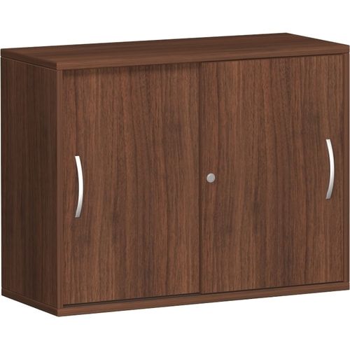 Anstell-Schiebetürenschrank, Holz, 2 Ordnerhöhen, Einlegeboden, Stellfüße, 720 x 1.000 x 425 mm (HxBxT), Frontfarbe Ahorn, Korpusfarbe Ahorn