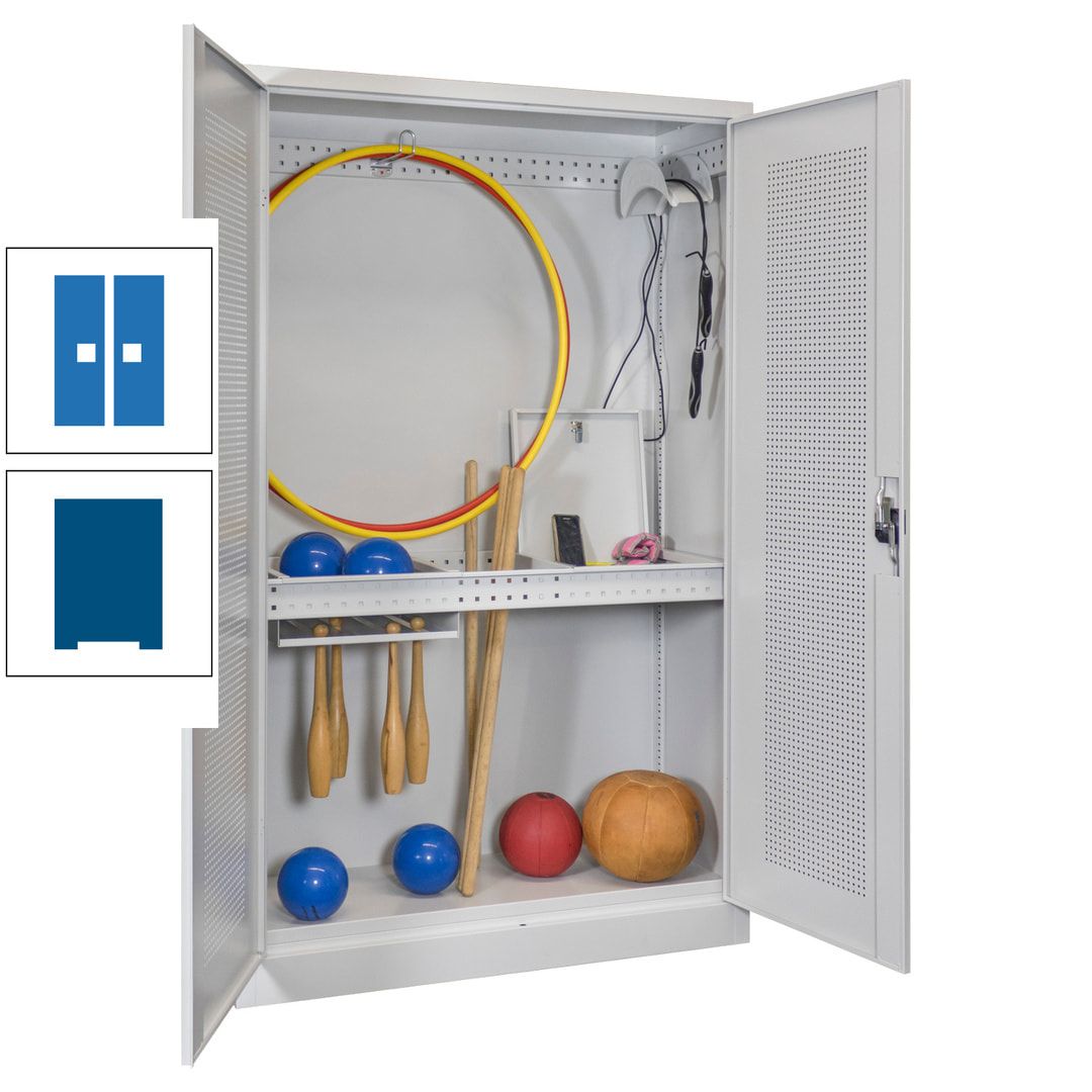 Sportschrank - Lochfeldtüren - Variante 1 - 1.950x1.200x500 mm (HxBxT) - anthrazitgrau