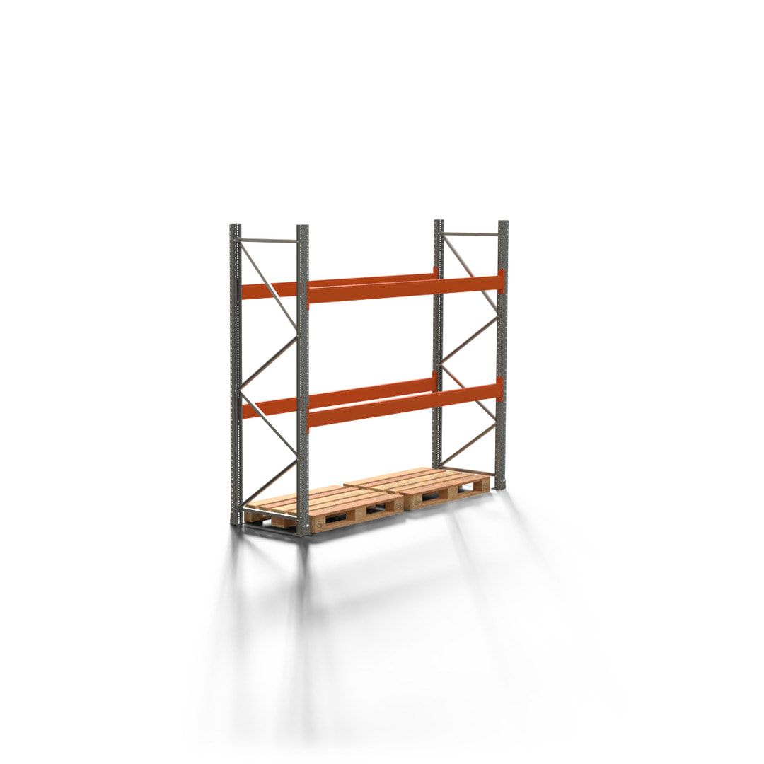 Palettenregal ARTUS - Anbauregal mit 2 Ebenen - Fachlast 3.000 kg - 2.500 x 2.700 x 800 mm (HxBxT) - Schwerlastregal