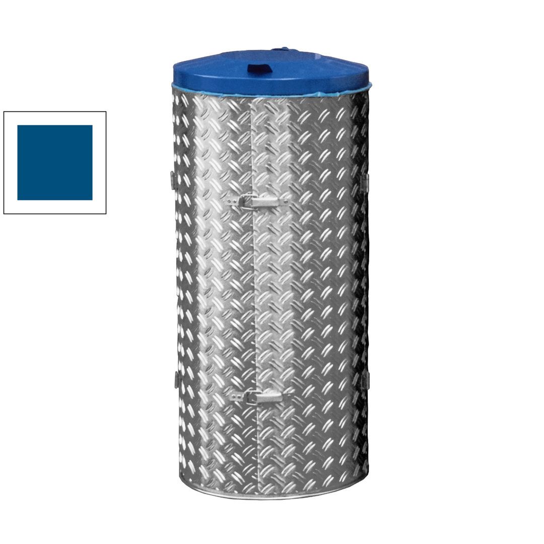 Abfallbehälter aus Edelstahl u. Alu-Duett-Blech - Inh. 120 l - Deckelfarbe blau