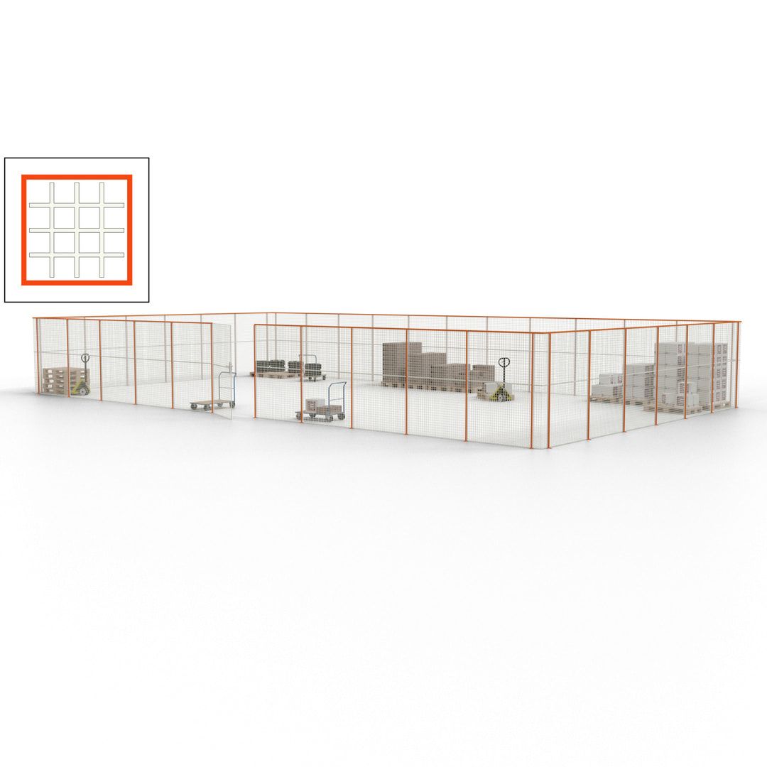 Maschinen Schutzgitter - Hallentrennwand - Sicherheitszaun - Tür - 51 m - 2.200 x 16.900 x 9.400 mm (HxBxT) - enzianblau