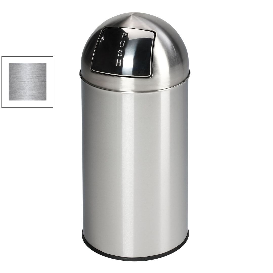 Mülleimer mit Edelstahl Einwurfklappe - rund - Volumen 50 l - 740 x 350 x 350 mm (HxBxT) - Edelstahl, matt