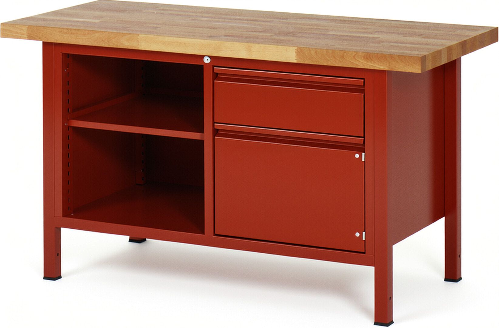 Werkbank - 1 Schublade - 180:1 - 1 Schrank - höhenverstellbar 840 - 1.040 mm - 1.500 x 700 mm - 1.250 kg - Buche - Anthrazitgrau
